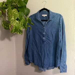 Ann Taylor Loft Button Up Chambray Shirt